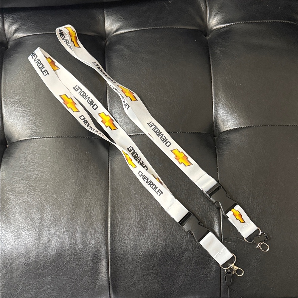 Chevrolet White Lanyard Keychain with Black Clips